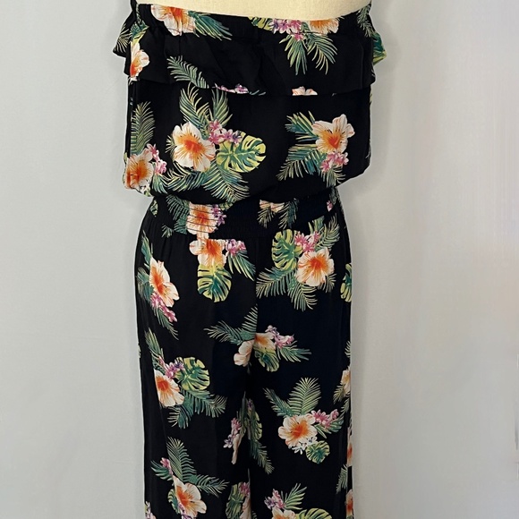 Blue Island Strapless Black/Floral Jumper (Hawaiian) Sz M - Picture 5 of 9